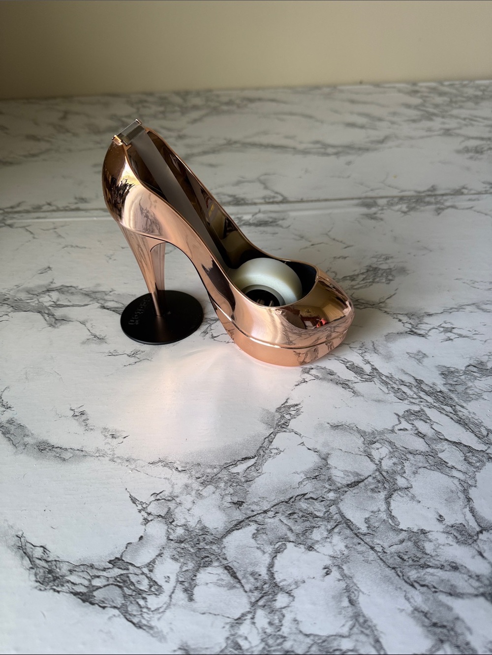 Rose Gold High Heel Tape Dispenser - Chic Desk Accessory